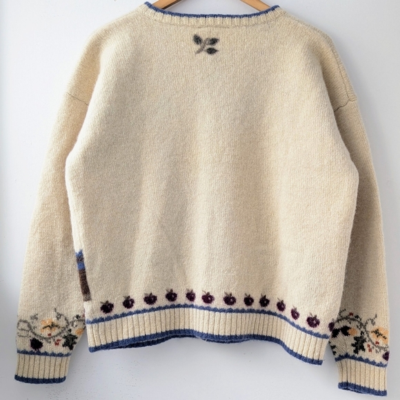 Vintage Wool Northern Reflections Nature Embroidery Button Up Cardigan - Picture 2 of 11